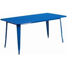 Bowery Hill 31.5" X 63" Metal Dining Table In Blue
