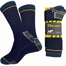 3Pk Men's Long Premium Quality Work Socks Cotton Size 10-13 Crew Socks Navy Blue