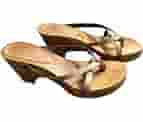 Bongo Shoes | Vtg Bongo Women's Wooden Th Ong Sandals 8 Tan Y2k Chunky | Color: Brown | Size: 8