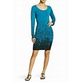 Threads 4 Thought Womens Blue Printed Scoop-Neck Stretch Sheath Dress Size L $98
