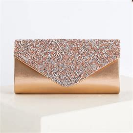 Women's Clutch Bags Polyester For Evening Bridal Wedding Party With Sequin Chain In Solid Color Glitter Shine Silver Gold