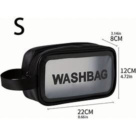 Waterproof Toiletry Bag With Handle Large Capacity Travel Portable Cosmetic Storage Bag For Toiletries & Accessories,Black,Must-Have,Temu