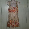 Free People Dresses | Free People Tea Combo Metallic Floral Dress Sz 0 | Color: Cream/Orange | Size: 0