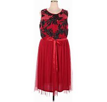 Candalite Cocktail Dress: Red Floral Motif Dresses - Women's Size 3X