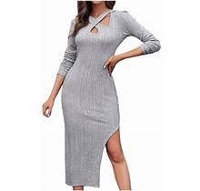 Awdenio Womens Sweaters Clearance, Women's Crewneck Oversized Pullover Fall Cable Knit Long Sleeve Chunky Short Sweaters Dresses Discount