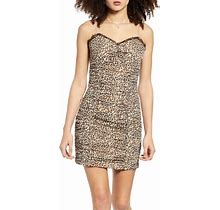 Endless Rose Dresses | Endless Rose Women's Leopard Print Lace Ruched Sleeveless Dress | Color: Tan/Cream | Size: S