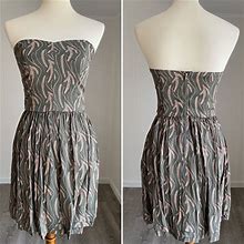 Anthropologie Dresses | Greylin Strapless Mini Army Green Fern Dress Small | Color: Green/Pink | Size: S