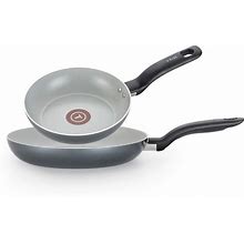 T-Fal Initiatives Ceramic Nonstick Fry Pan Set 8.5, 10.5 Inch Oven Safe 350F Cookware, Pots And Pans, Grey