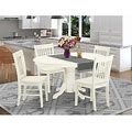 East West Furniture AVNO5-LWH-W Avon 5 Piece Kitchen Set Includes An Oval Room Table With Butterfly Leaf And 4 Dining Chairs, 42X60 Inch, Linen White