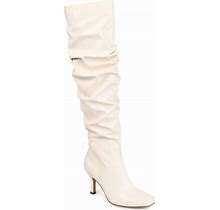 Journee Collection Kindy Wide Calf Boot | Women's | Off White | Size 8 | Boots | Kitten | Slouch
