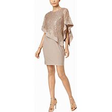 R&M Richards Womens Petites Sequined Lace Cocktail And Party Dress