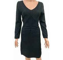 Max Stuido Black Knit Ribbed Dress Knee Length Long Sleeve Size M