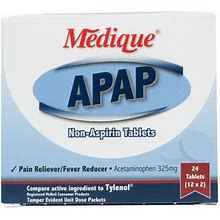 Medique 14564 APAP Acetaminophen Tablets - 24/Box