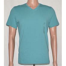 Alfani 5851 NEW Men's Sz Small Green Marble Stretch Short Sleeve V-Neck T-Shirt