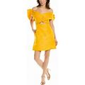 Carolina Herrera Womens Off-The-Shoulder Silk Mini Dress, 4, Yellow