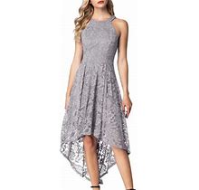 Dressystar Women Halter Floral Lace Cocktail Party Dress Female Knee Length Bridesmaid Dress