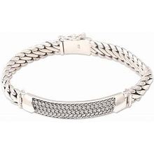 Unique Men's Sterling Silver Link Bracelet 'Contemporary Vibe'