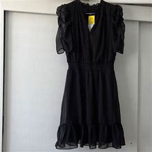 Msk Dresses | Beautiful Little Black Dress Puffed Sheer Short Sleeves. Size S | Color: Black | Size: S
