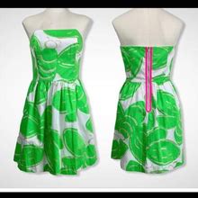 Lilly Pulitzer Dresses | Lilly Pulitzer Lottie Strapless Dress Size 0 | Color: Green/White | Size: 0