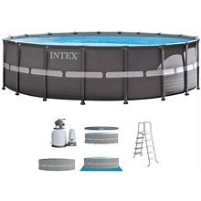Intex 18ft X 52in Ultra Frame Pool Set With Sand Filter Pump, Ladder, Ground Cloth & Pool Cover