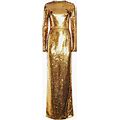 Dolce & Gabbana Women Sequined Long Sleeves Maxi Dress Gold 44