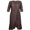 Kiyonna Women's Plus Size Whimsy Wrap Midi-Dress - Java - Size XL