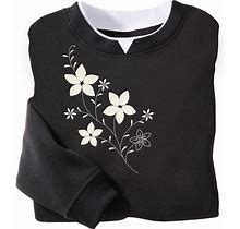 Blair Women's Haband Womens Embroidered Fleece Sweatshirt - Multi - L - Misses