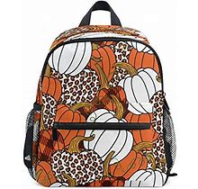 KLL Various Pumpkins Leopard Orange White Backpack For Kids Boys Girls Chest Strap School Bag Elementary Bookbag Custom Pattern