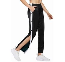 Nokiwiqis 2021 Women Casual Long Pants Color Blocking Buttoned Side Split Elastic High Waist Pants For Running Fitness Women Clothing