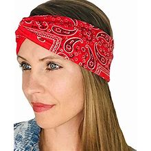 Shimmer Anna Shine Bandana Headbands For Women (Red Bandana)