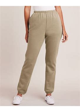 Blair Women's Better-Than-Basic Elastic-Waist Fleece Pants - Tan - LGE - Petite