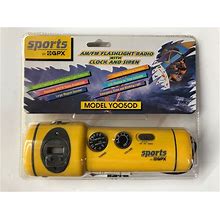 GPX Sports AM/FM Flashlight Radio With Clock And Siren Model YOO5OD Yellow