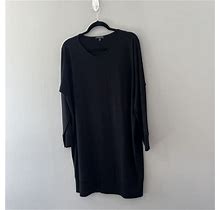 Eileen Fisher Black Long Sleeve Dress Knit Comfort Size PL