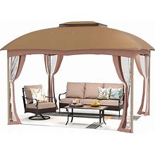 Sophia & William 10' X 12' Gazebo Canopy Tent Double-Roof With Mosquito Netting And Curtains, Vented Top Outdoor Canopies Tent Shelter For Patio Back