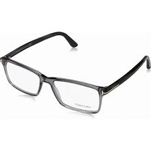 TOM FORD Men's TF 5408 Rectangular Eyeglasses 56Mm, Transp. Grey, Grey Horn Effect Temples, Shiny Pall, 56/16/145
