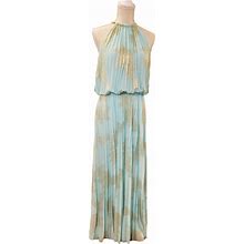 Msk Dresses | Msk Halter Maxi Dress In Aqua & Gold | Color: Gold/Green | Size: 10