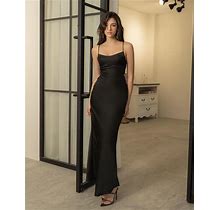 Long Dress Elegant / High Waist Maxi Dress / Black Dress / Boho Dress / Ankle Length Dress / Black Bridesmaid Dress