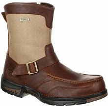 Georgia Boot Athens 8" Brown Waterproof Side-Zip Boot, 9.5-Wide, Leather/Rubber/Brass, Lapolicegear.Com