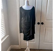 Nicole Miller Black Long Sleeve Ruffle Dress Large