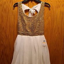B Darlin Dresses | B Darlin Girl Sequined Dress | Color: Gold/White | Size: 8G