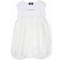 Karl Lagerfeld Kids - Logo-Print Puffball Dress - Kids - Polyester/Cotton - 12 - White