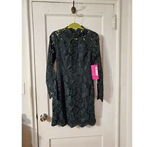 Betsey Johnson Illusion Lace Mock-Neck Sheath Dress Msrp $168 Size 6.