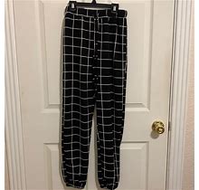 Shein Pants & Jumpsuits | Shein Grid Drawstring Waist Elastic Hem Pants | Color: Black/White | Size: Xs