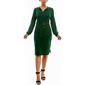 Women's Nina Leonard Johnny Collar Sweater Dress, Size: Medium, Green