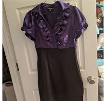 Signature London Style Dresses | Signature London Ruffled Top Dress | Color: Black/Purple | Size: 10