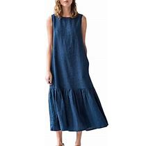 Fattazi Shirt Dress For Women Women's Loose Sleeveless Wide Hem Comfort Solid Color Dress