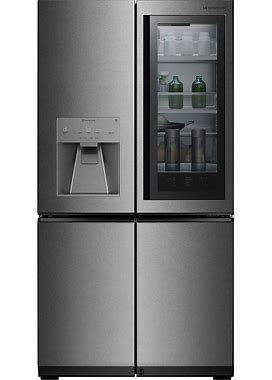 LG SIGNATURE Instaview 30.8-Cu Ft 4-Door Smart French Door Refrigerator With Ice Maker, Water And Ice Dispenser And Door Within Door (Textured Steel)