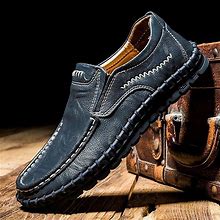 Men's Loafers & Slip-Ons Casual Shoes Moccasin Driving Loafers Handmade Shoes Walking Vintage Casual Outdoor Daily Leather Breathable Comfortable Slip