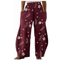 Sweatpants For Women Printing Pocket Boho Pants Baggy Wide-Leg Pants
