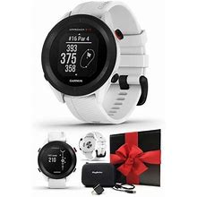 Garmin Approach S12 (White) Golf GPS Watch Gift Box Bundle With Playbetter USB Wall Adapter & Protective Hard Case